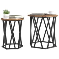 Масичка за кафе 2 pcs Старо дърво Инженерна дървесина и стомана