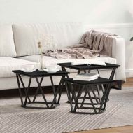 Масичка за кафе 3 pcs Черния дъб Инженерна дървесина и стомана