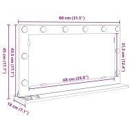 Огледало за грим с огледало Циментено сиво 80 x 45 x 18 см