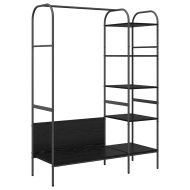 Държач за дрехи с рафт Черно 120 x 44 x 160 см Инженерно дърво
