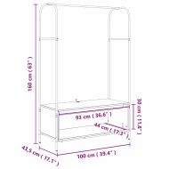Държач за дрехи Сив 100 x 44 x 160 см Инженерно дърво