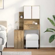 Тоалетка с врата дъб артизан 80 x 35 x 132 см Инженерно дърво