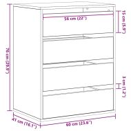Чекмеджетен шкаф Друг Черно 60 x 41 x 76 см Инженерно дърво