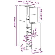 Аптекарски шкаф Черен дъб 30 x 41 x 118 см Инженерно дърво