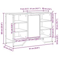 Шкаф за мивка в баня с рафт Дъб 91 x 35 x 60 см Инженерно дърво