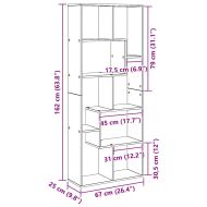 Книжен шкаф Черен дъб 67 x 25 x 161.5 см Инженерно дърво