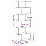 Шкаф за книги Черно 70 x 24 x 193.5 см Инженерно дърво