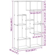 Книжник дъб артизан 72 x 20 x 120 см Инженерно дърво