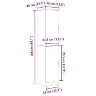 Хайтборд Опушен дъб 35 x 39 x 168 см Инженерно дърво