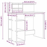 Бюро с рафт Сив Сонома 90 x 48 x 101,5 см Инженерно дърво