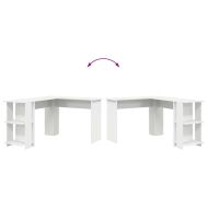 Ъглово бюро с рафт Бяло 140 x 113,5 x 75 см Инженерно дърво