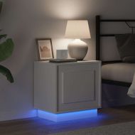 Нощен шкаф с 2 pcs Бяло 44 x 34.5 x 45 см Инженерно дърво