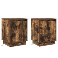 Нощен шкаф с 2 pcs Димян дъб 39 x 34.5 x 50 см Инженерно дърво
