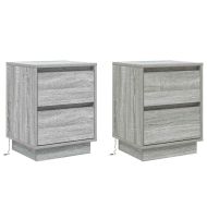 Нощен шкаф 2 pcs Сив 39 x 34,5 x 50 см Инженерно дърво