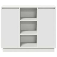 LED конзолна маса с рафт Бяло 90 х 32 х 75 см Инженерно дърво