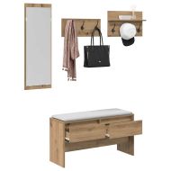 Комплект мебели за антре 4 pcs Черен дъб Инженерно дърво