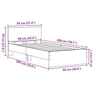 Рамка за легло Старо дърво 90 x 200 cm Инженерно дърво
