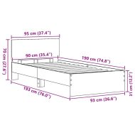 Рамка за легло Старо дърво 90 x 190 cm Инженерно дърво