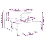 Плаваща нощно шкафче с чекмедже Старо дърво 40 x 31 x 27 см