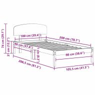 Рамка за легло с таблото Бяло 100 x 200 cm Солидно борово дърво