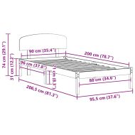 Рамка за легло с таблото Кафяво с восъчно покритие 90 x 200 cm