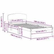 Рамка за легло Естествен 75 x 190 cm Солидно борово дърво