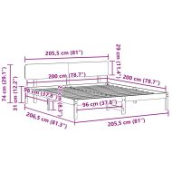 Рамка за легло с таблото Бяло 200 x 200 cm Солидно борово дърво