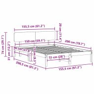 Рамка за легло с таблото Кафяво с восъчно покритие 150 x 200 cm