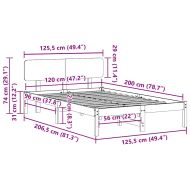 Рамка за легло с таблото Бяло 120 x 200 cm Солидно борово дърво