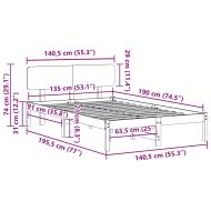 Рамка за легло Естествен 135 x 190 cm Солидно борово дърво