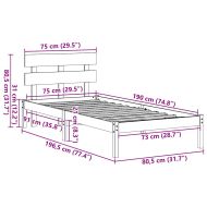 Рамка за легло Кафяво 75 x 190 cm Масивна борова дървесина