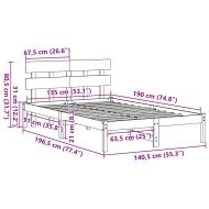 Рамка за легло Кафяво 135 x 190 cm Масивна борова дървесина