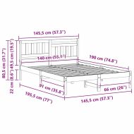 Рамка за легло Кафяво 140 x 190 cm Солидно борово дърво