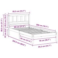 Рамка за легло Кафяво 80 x 200 cm Солидно борово дърво