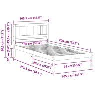 Рамка за легло Кафяво 100 x 200 cm Солидно борово дърво