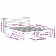 Рамка за легло с таблото Бяло 160 x 210 cm Солидно борово дърво