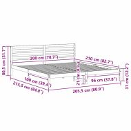 Рамка за легло с таблото Кафяво с восъчно покритие 200 x 210 cm