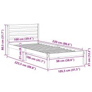 Рамка за легло Кафяво 100 x 220 cm Солидно борово дърво