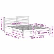 Рамка за легло Кафяво 160 x 220 cm Солидно борово дърво