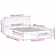 Рамка за легло Кафяво 150 x 200 cm Солидно борово дърво