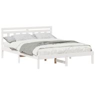 Рамка за легло Бяло 150 x 200 cm Солидно борово дърво