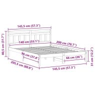 Рамка за легло Бяло 140 x 200 cm Солидно борово дърво