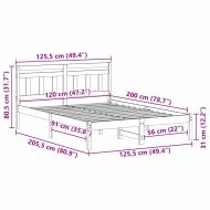Рамка за легло Бяло 120 x 200 cm Солидно борово дърво