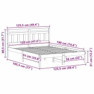 Рамка за легло Бяло 120 x 190 cm Солидно борово дърво