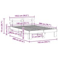 Рамка за легло с таблото Кафяво с восъчно покритие 140 x 200 cm