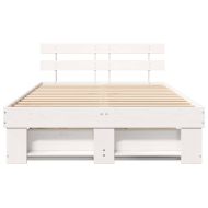Рамка за легло с таблото Бяло 120 x 190 cm Солидно борово дърво