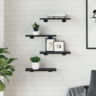 Етажерка Борд 4 pcs Черно 40 x 20 x 1,5 cm Инженерно дърво