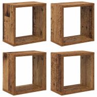 Стени за рафтове с рафт 4 pcs Старо дърво 26 x 15 x 26 cm