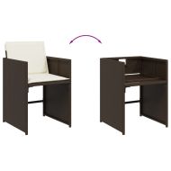 Външен трапезен комплект 13 части с възглавници кафяв полиратан