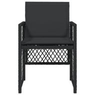 Градински столове с възглавници, 4 бр, черен, полиратан